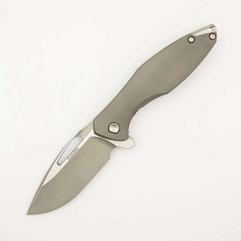Arius - Smooth Titanium Handle - Silver Hardware - Burnished W/ Polished Flats M390 Blade