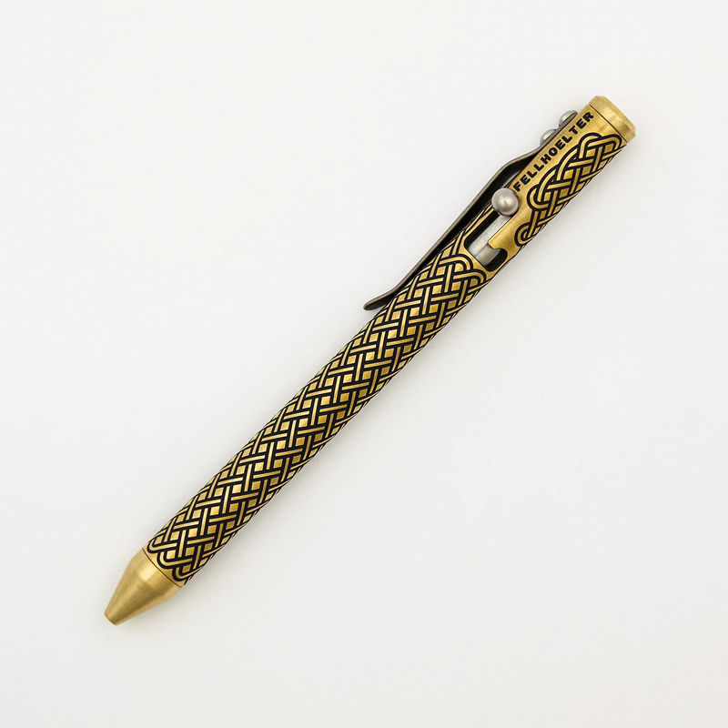 Cptn Axel Full Size TiBolt Pen - "Tuxedo" Brass Celtic