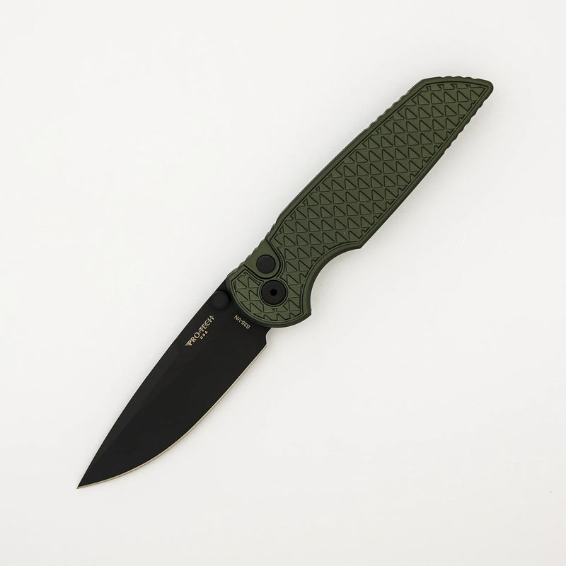 TR-3 Integrity - Green "Relic" Textured Handle - DLC Black S35VN Blade - INT106-GREEN
