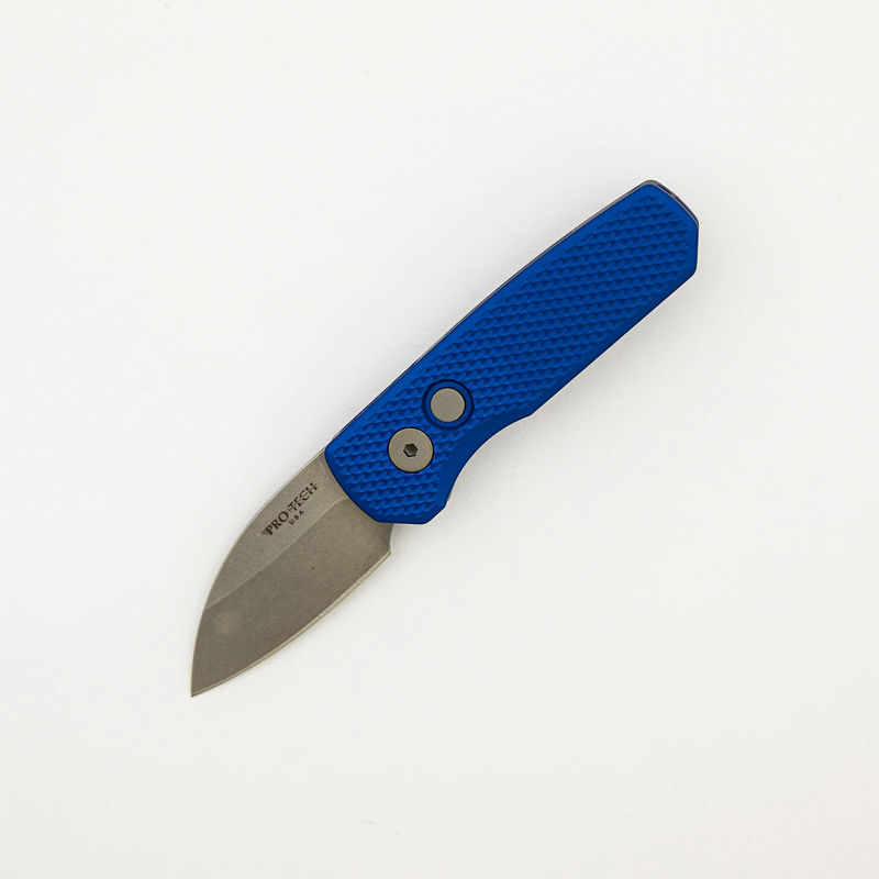 Runt 5 - Textured Blue Handle - Stonewash MagnaCut Wharncliffe Blade - R5305-BLUE