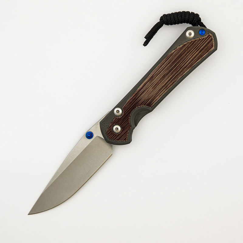 Large Sebenza 31 - Natural Canvas Micarta Inlay - CPM MagnaCut Blade - Blue Double Thumb Lugs