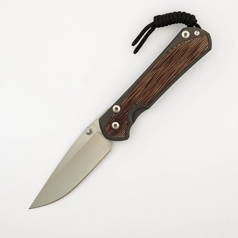 Large Sebenza 31 - Natural Canvas Micarta Inlay - Polished CPM MagnaCut Blade - Silver Double Thumb Lugs