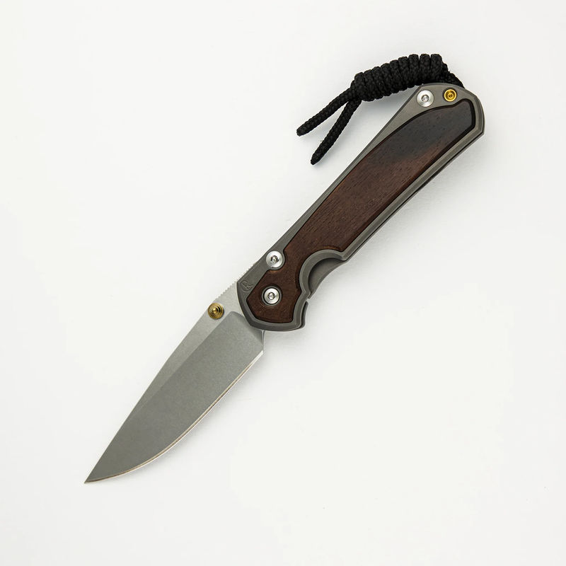 Small Sebenza 31 Macassar Ebony Inlay - CPM MagnaCut Blade - Gold Double Thumb Lugs - Wood Variant:Pattern 4