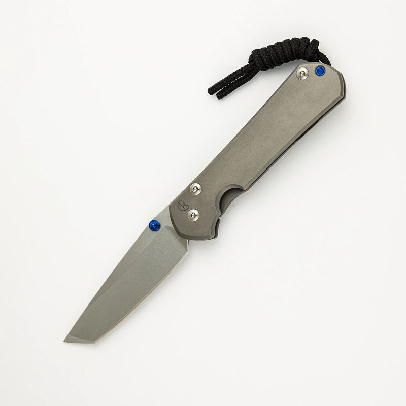 Small Sebenza 31 - Tanto CPM MagnaCut Blade - Glass Blasted - Blue Double Lugs