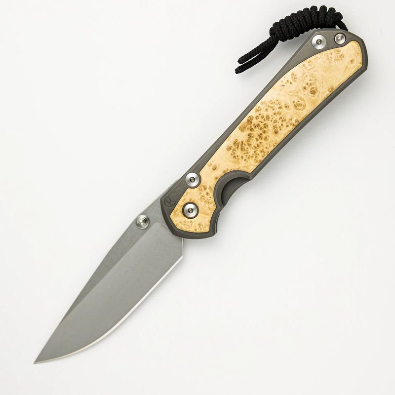 Large Sebenza 31 Box Elder Inlay - CPM MagnaCut Blade - Silver Double Thumb Lugs - Wood Variant:Pattern 3