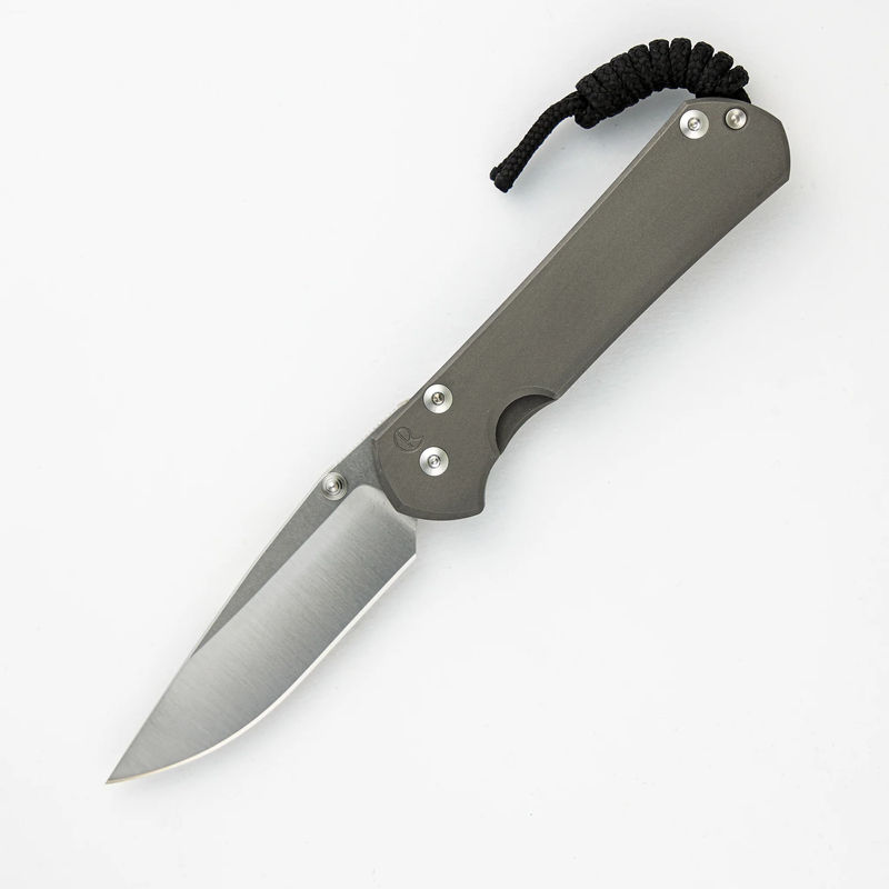 Small Sebenza 31 - Polished Drop Point CPM MagnaCut Blade - Glass Blasted - Silver Double Thumb Lugs
