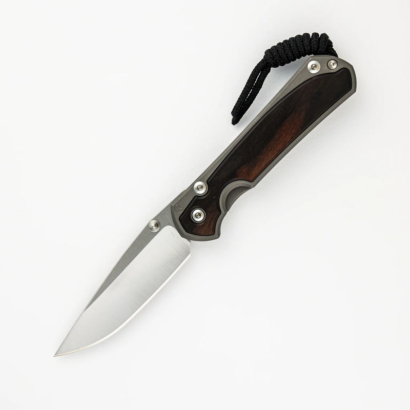 SMALL SEBENZA 31 MACASSAR EBONY INLAY – DROP POINT POLISHED CPM MAGNACUT BLADE – SILVER DOUBLE THUMB LUGS - Pattern:Pattern 1