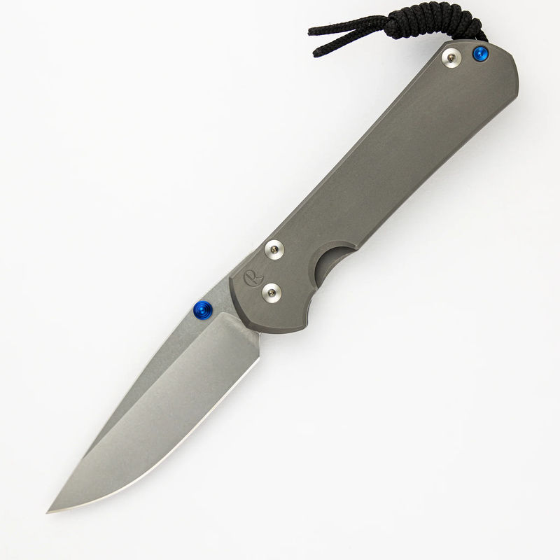 Large Sebenza 31 - Glass Blasted - Drop Point CPM MagnaCut Blade - Blue Double Thumb Lugs