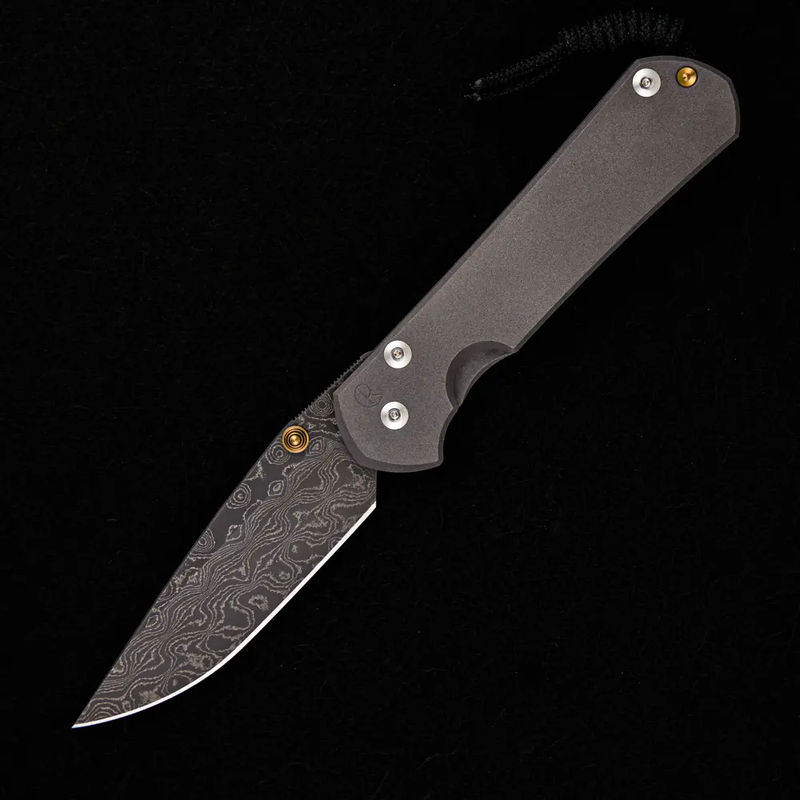 LARGE SEBENZA 31 – GOLD DOUBLE THUMB LUGS – RAINDROP BLADE