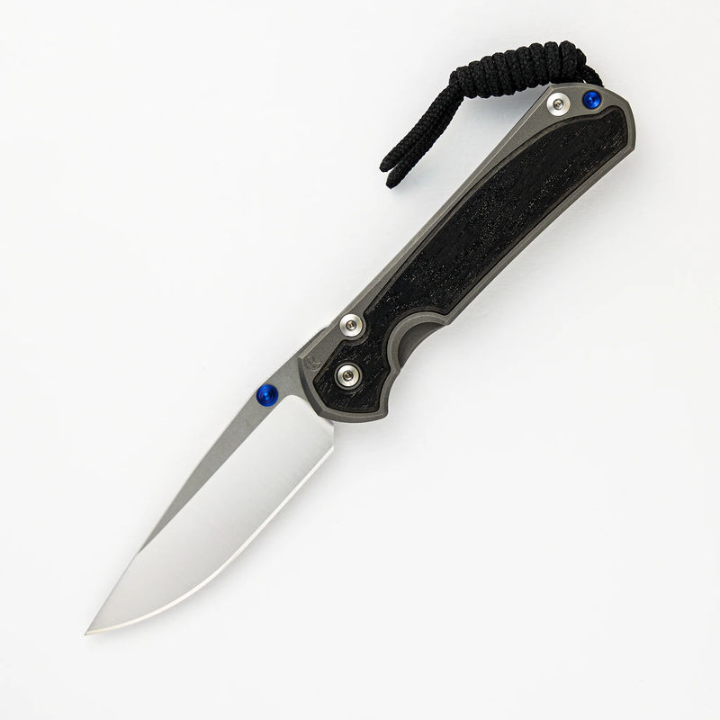 SMALL SEBENZA 31 BOG OAK INLAY – DROP POINT POLISHED CPM MAGNACUT BLADE – BLUE DOUBLE THUMB LUGS - Pattern:Pattern 1