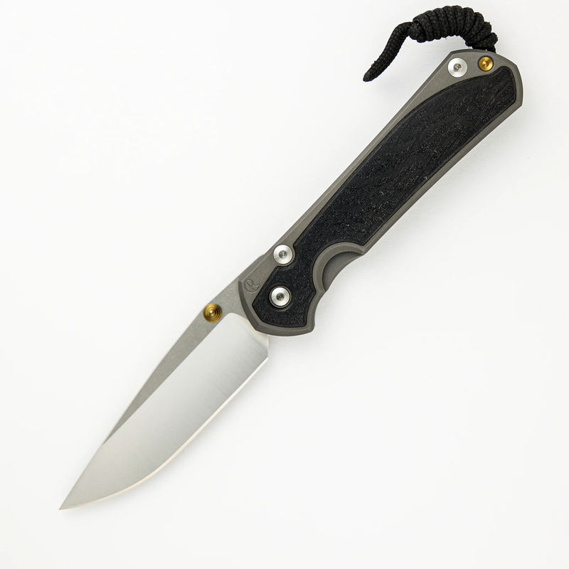 LARGE SEBENZA 31 BOG OAK INLAY – POLISHED CPM MAGNACUT BLADE – GOLD DOUBLE THUMB LUGS - Wood Variant:Pattern 1