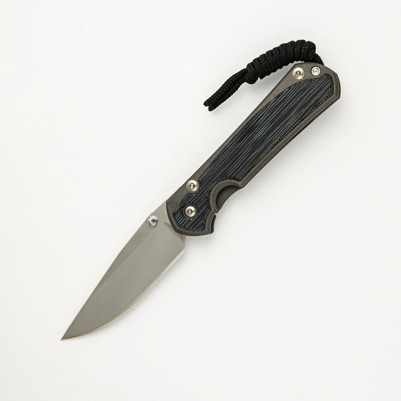 Small Sebenza 31 - Drop Point CPM MagnaCut Blade - Black Canvas Micarta Inlays - Silver Double Thumb Lugs