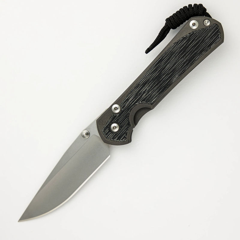Large Sebenza 31 Black Canvas Micarta Inlay - CPM MagnaCut Blade - Silver Double Thumb Lugs