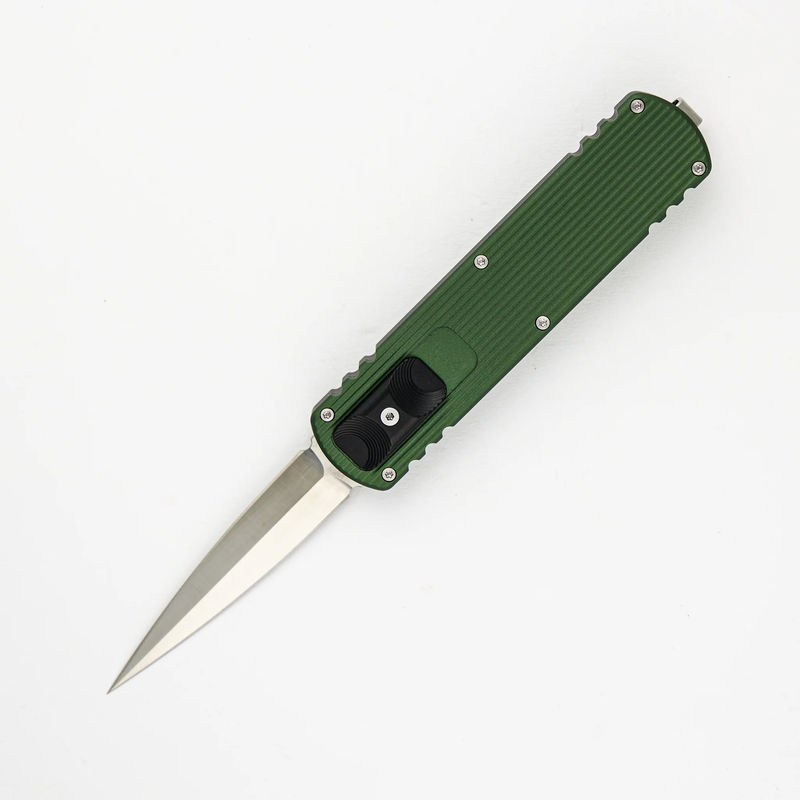 Zulu – Green Aluminum Handle – Satin Dagger M390 Blade