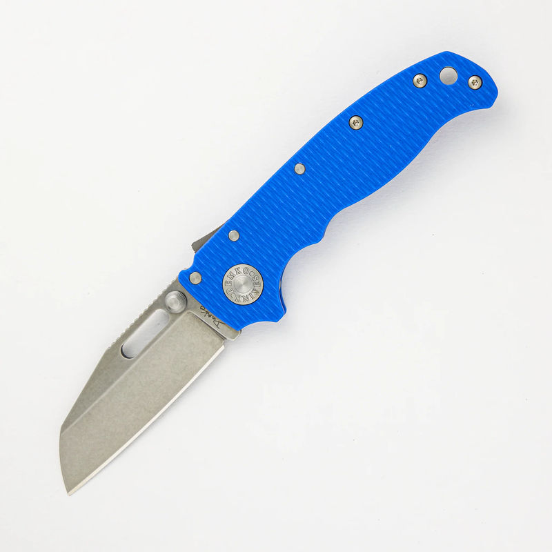 AD20.5 20CV Blue G10 Handle Shark Foot Stonewash Blade