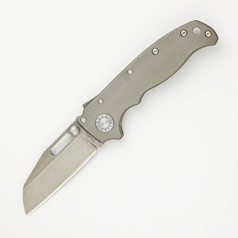 AD20.5 20CV Smooth Titanium Handle Shark Foot Stonewash Blade