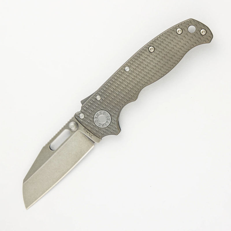 AD20.5 20CV Milled Textured Titanium Handle Shark Foot Stonewash Blade