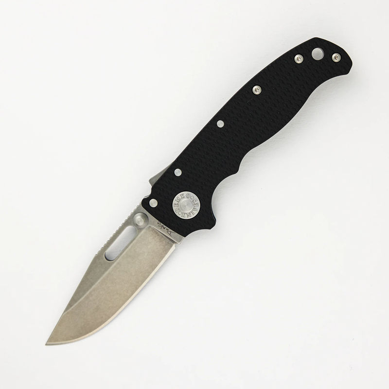 AD20.5 20CV Black G10 Handle Clip Point Stonewash Blade