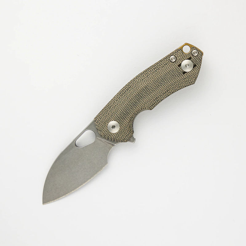 ACE Riv LL - Green Canvas Micarta - Stonewashed