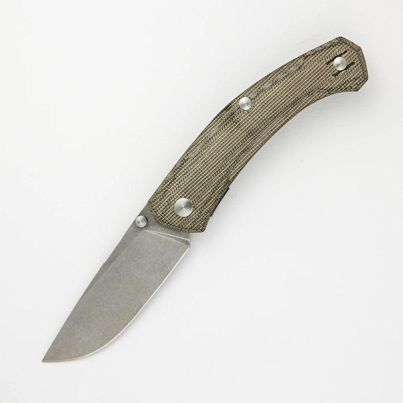 ACE Iona V2 - Green Linen Micarta - Stonewashed