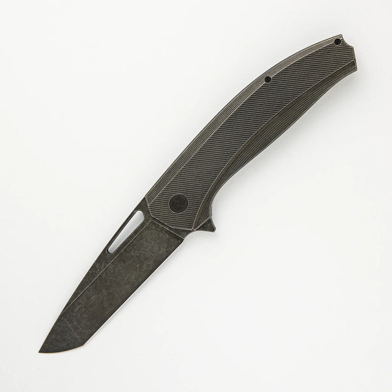 Veli – Dark Stonewashed Textured Titanium Handle – RWL-34 Blade – Black Titanium Hardware