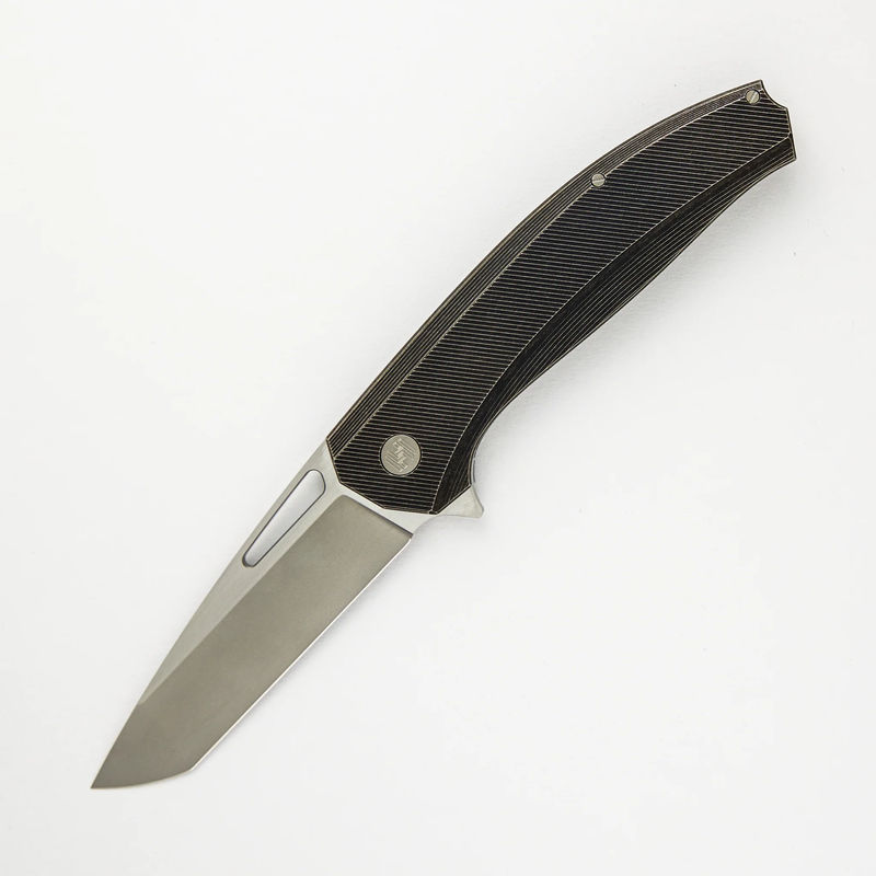 Veli – Dark Stonewashed Textured Titanium Handle – RWL-34 Blade – Blasted Titanium Hardware