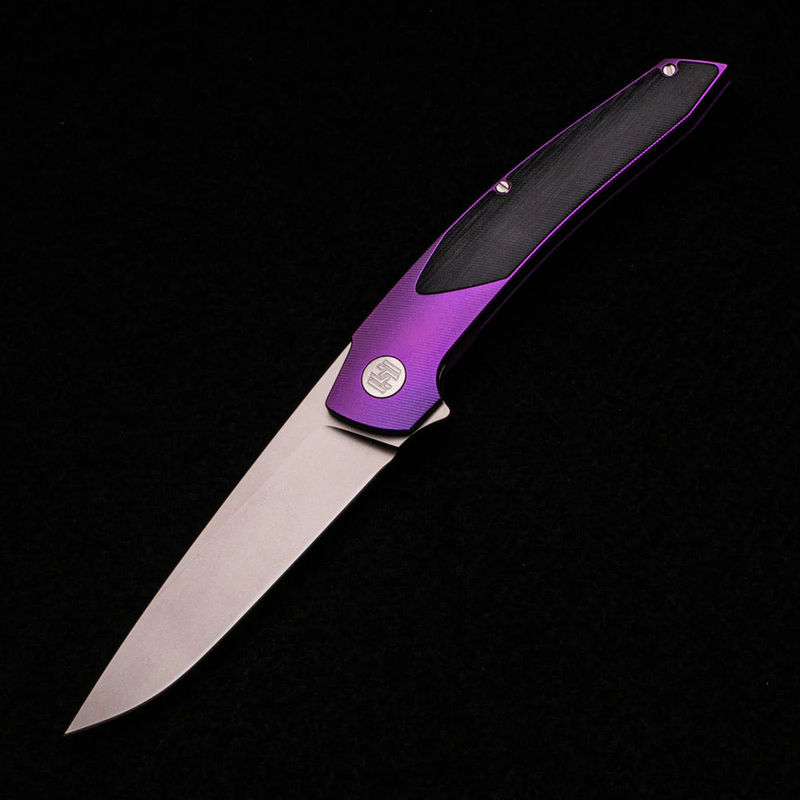 Model T – RWL-34 Blade – Purple TI W- Silver – Black Micarta Inlay
