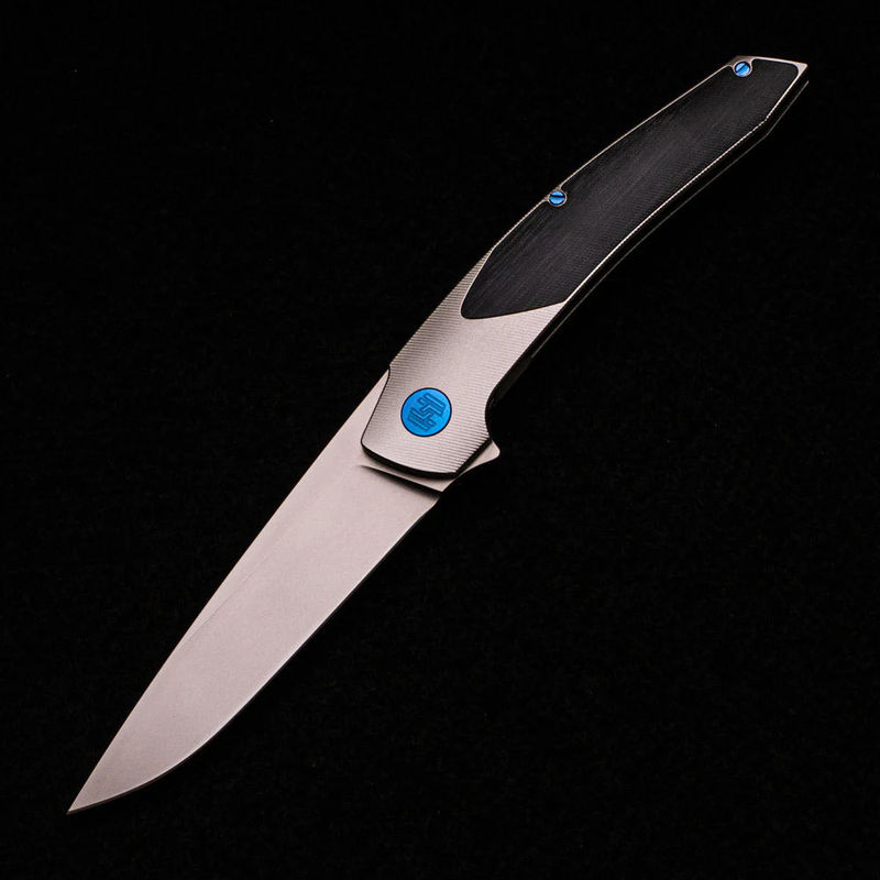 Model T – RWL-34 Blade – TI W- Blue – Black Micarta Inlay