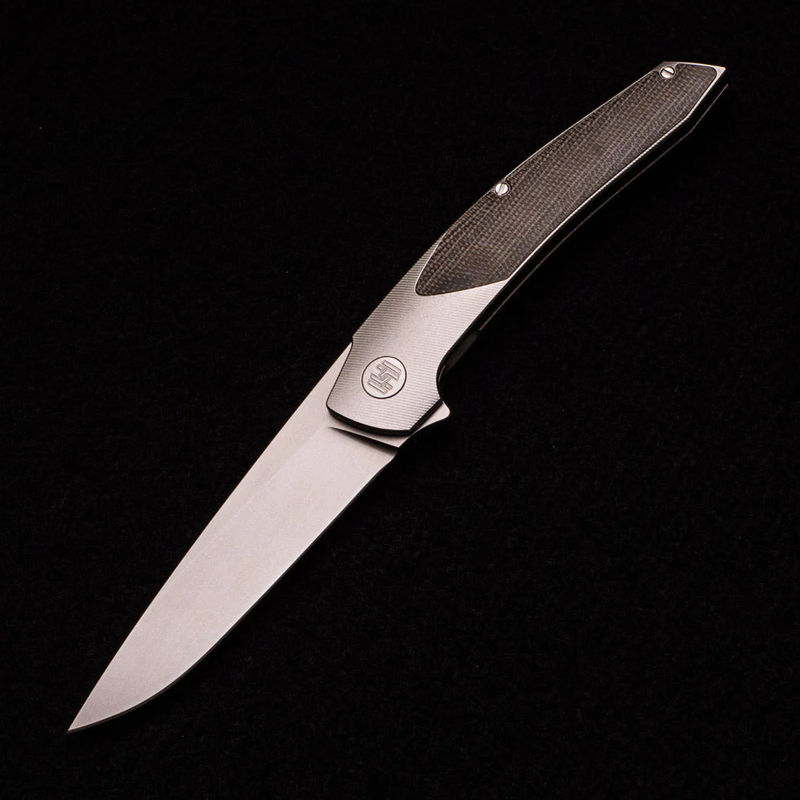 Model T – RWL-34 Blade – TI W- Silver – Green Micarta Inlay