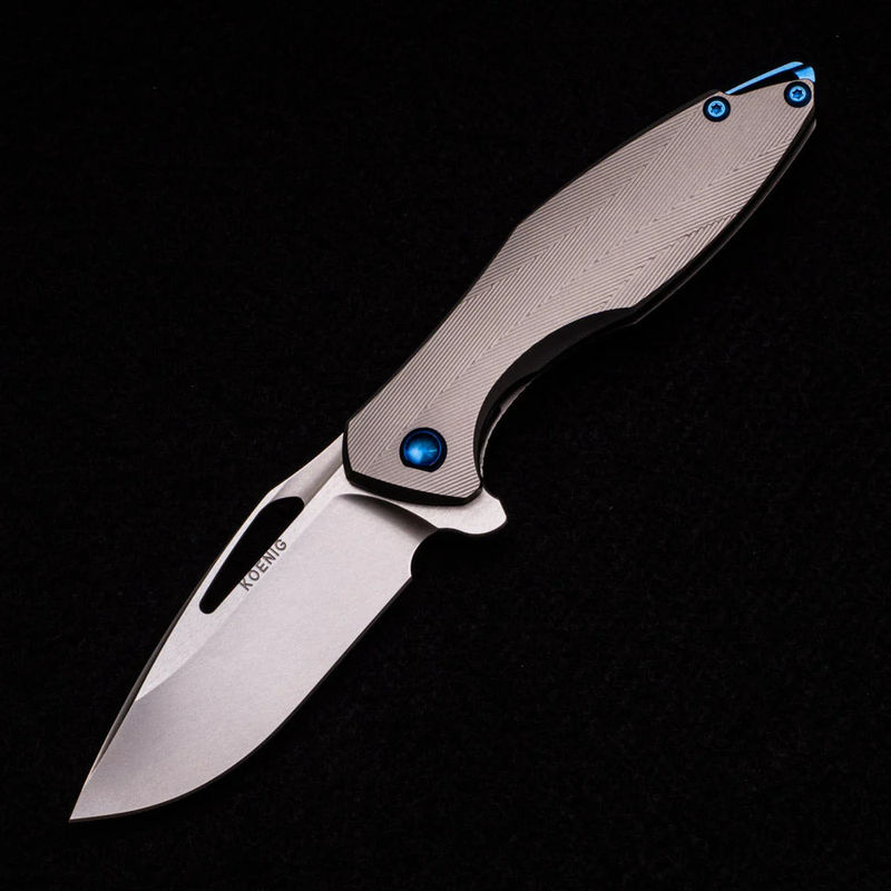 ARIUS – TEXTURED TITANIUM HANDLE – BLUE HARDWARE – BURNISHED W- POLISHED FLATS 20CV BLADE