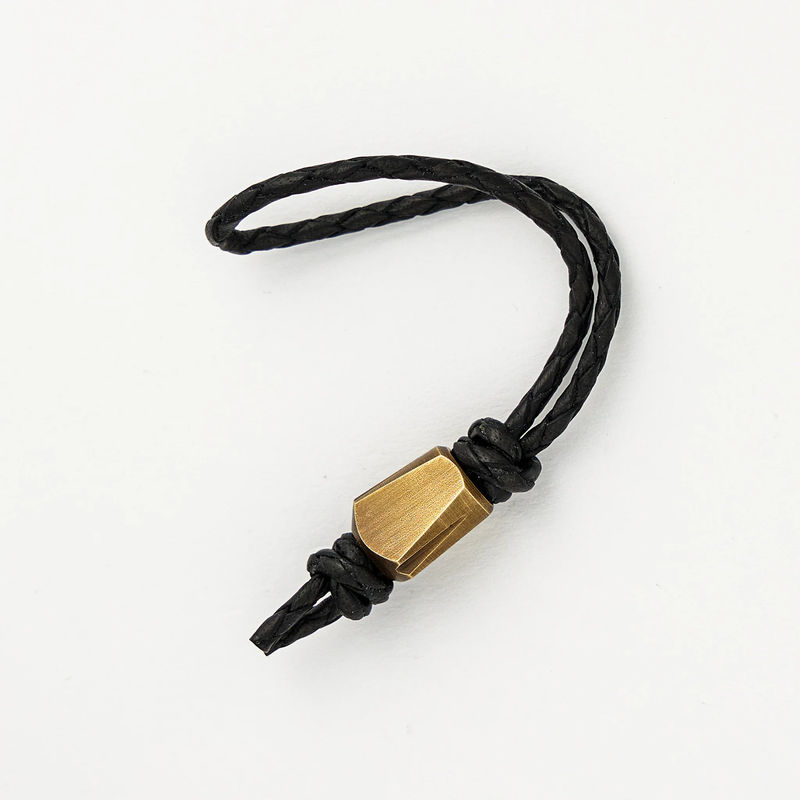 Bead – Antique Brass - Black Leather