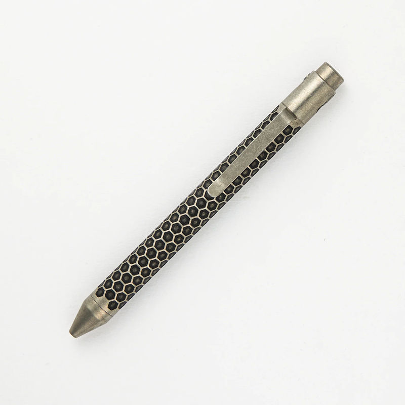 TiButton - Titanium Parker Honey Badger RH SL Blackened Tumbled Pen