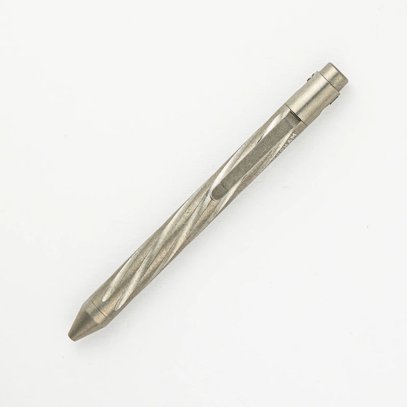 TiButton - Titanium Parker Full Spiral Flute RH SL Tumbled Pen