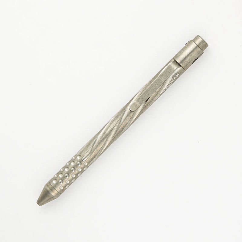 TiButton - Titanium G2 Full Size Spiral Flute With Dots RH SL Tumbled Pen