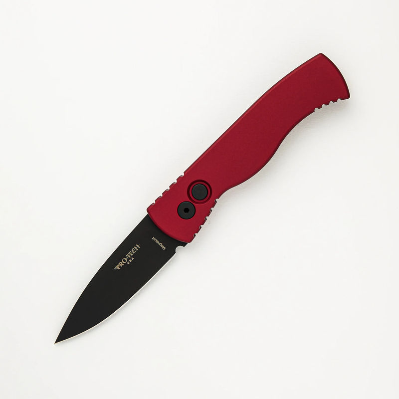 Tactical Response 2 Auto - Solid Red Aluminum Handle - DLC Black MagnaCut Blade - T203-RED