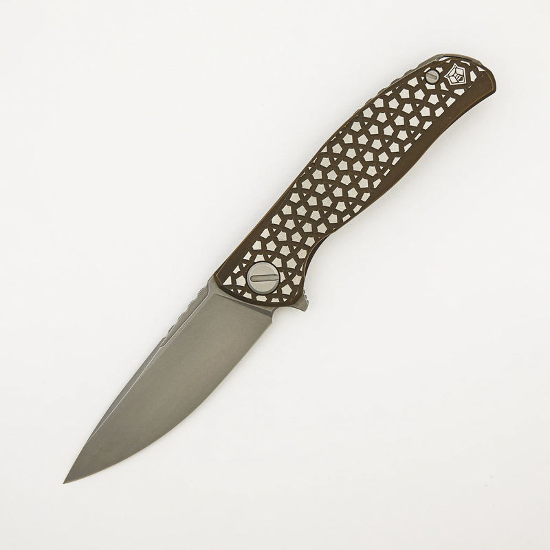 F95 Bear Pattern - Bronze Titanium Handle - M390 Blade - MRBS