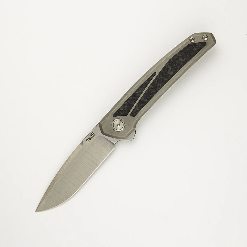 Cobra - Titanium Handle W/ Marbled Carbon Fiber Inlays - Belt Satin CPM-M4 Blade