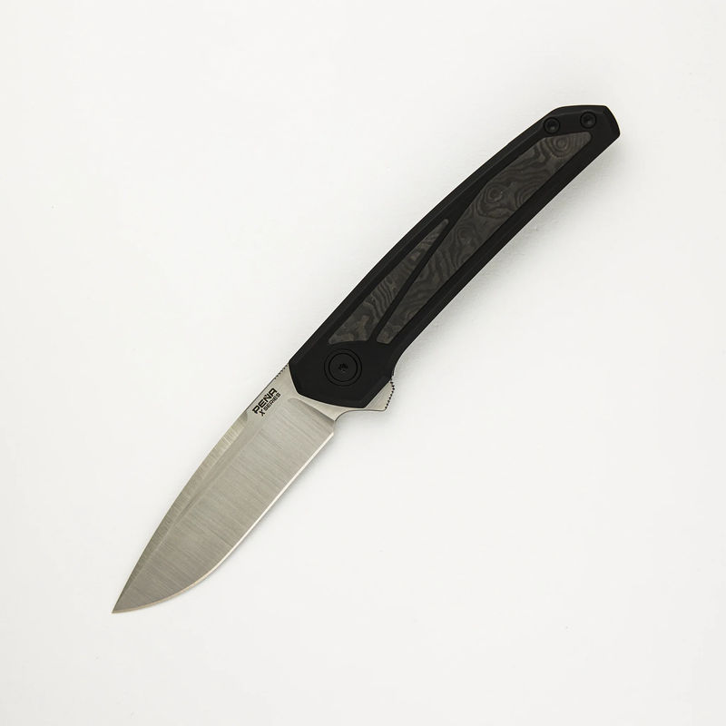Cobra - Black PVD Titanium Handle W/ Black Dunes Carbon Fiber Inlays - Belt Satin CPM-M4 Blade