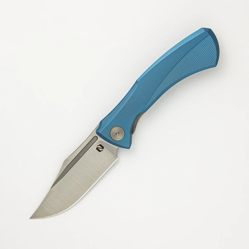 Ghoul - Ti Blue Anodized Handle - Belt Satin S90V Blade