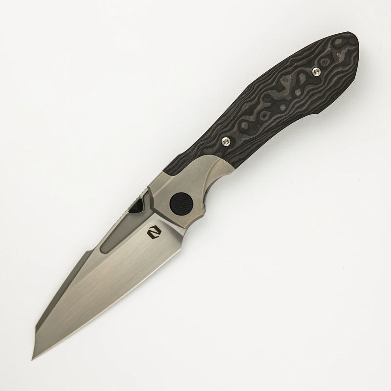 Voodoo - Glass Bead Blasted Ti/Black Camo Carbon Fiber Handle - Hand Rubbed Satin M390 Blade