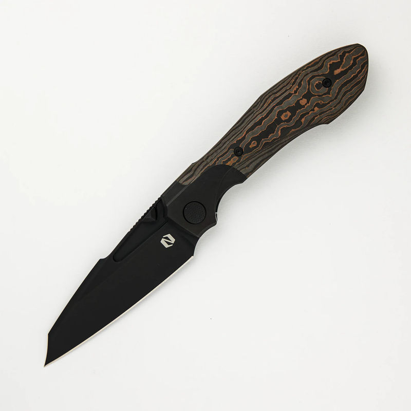 Voodoo - Black PVD/Light Stonewash Ti/Copper Camo Carbon FIber Handle - Black PVD Light Stonewash M390 Blade