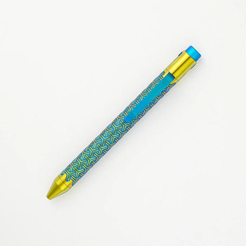 TiButton - Titanium Parker Yknott RH SL Blue and Gold Anodized Pen