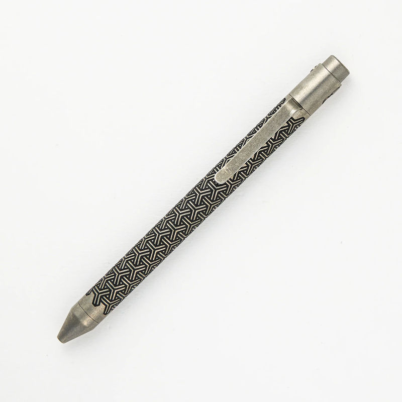 TiButton - Titanium G2 Full Size YKnott RH SL Blackened Tumbled Pen