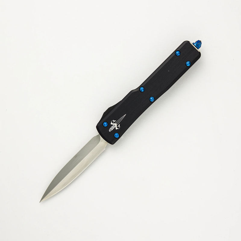 Marfione Custom Knives UTX-70 - D/E Hand Rubbed Satin Finish Hefted Alloy W/ Blue Hardware S/N 008