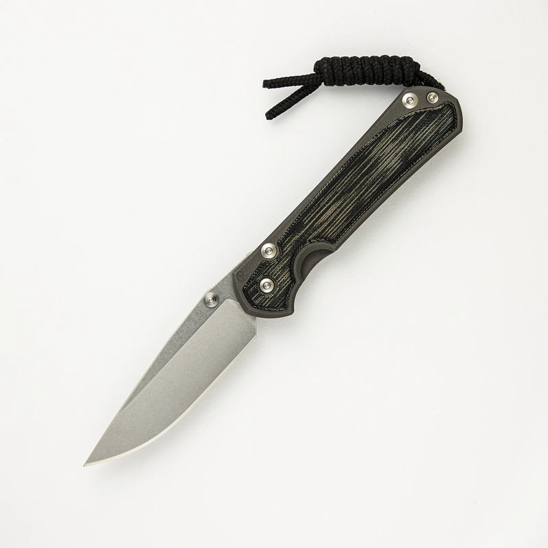 Small Sebenza 31 - Drop Point CPM MagnaCut Blade - Black Canvas Micarta Inlays - Silver Single Thumb Lug
