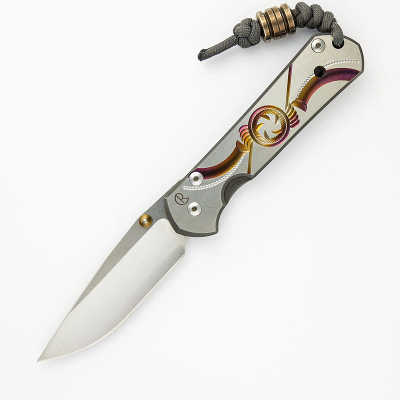 Large Sebenza 21 Unique - Titanium Handle - Polished Drop Point CPM S35VN Blade - Gold Single Lug