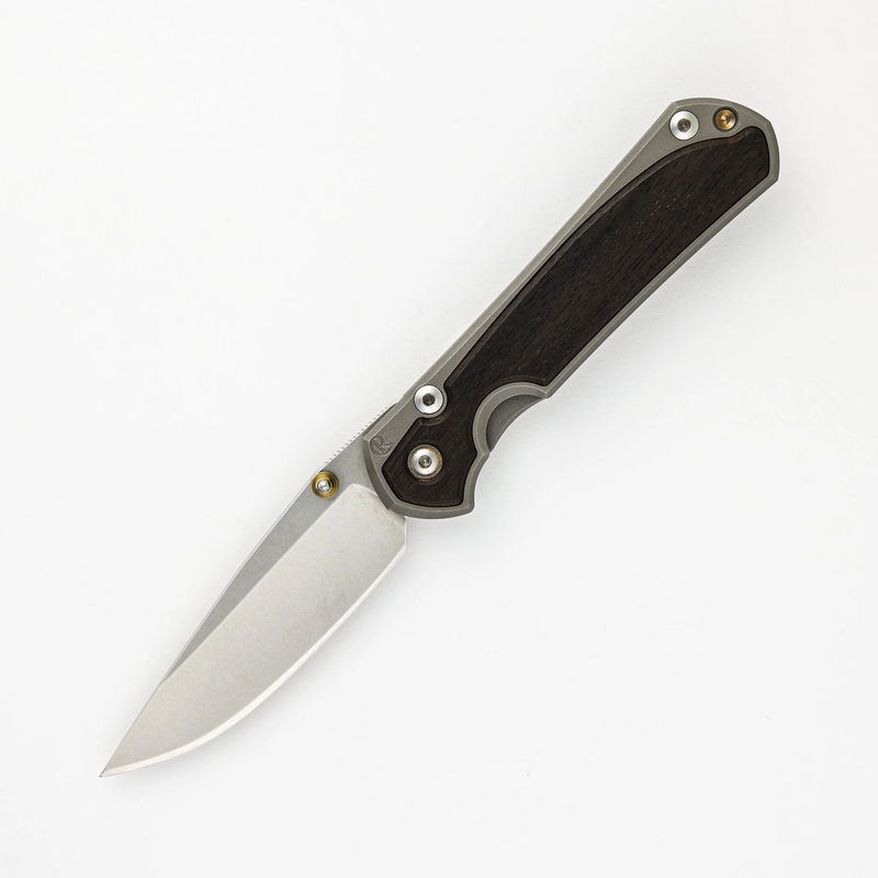 Small Sebenza 31 - Drop Point CPM S45VN Blade - Macassar Ebony Inlays - Gold Single Lug