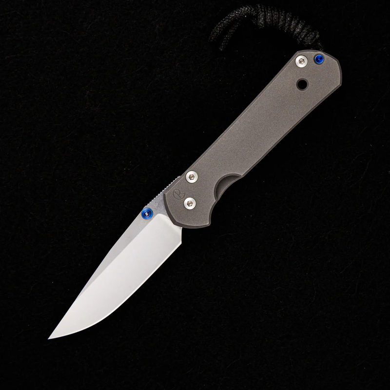 Small Sebenza 21 – Titanium Handle – Drop Point S35VN Blade – Blue Double Lugs