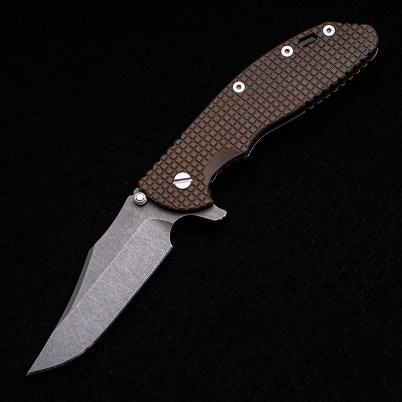 XM-24 4.0″ – Bowie CPM 20CV Blade – Tri-Way – Stonewash – Monkey Edge Frag Pattern Coyote G10 Scales
