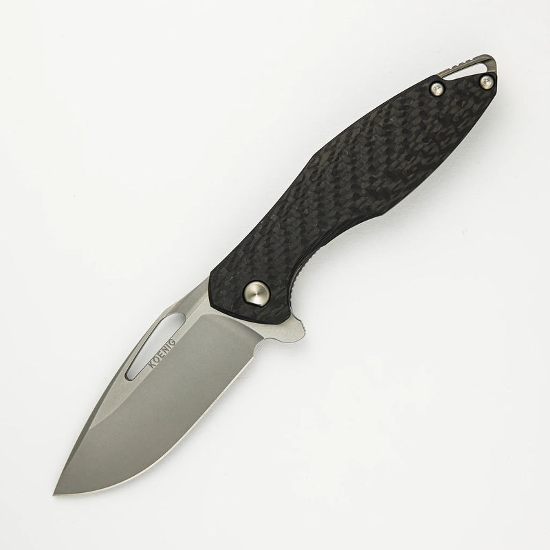 Arius - Titanium/Smooth Carbon Fiber Handle - Burnished W Polished Flats M390 Blade